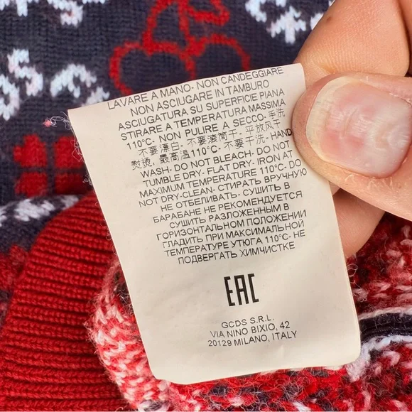 GCDS Cherry Jumper Sweater Wool-Blend Italy curse word “ f*uck GCDS “ rare shirt